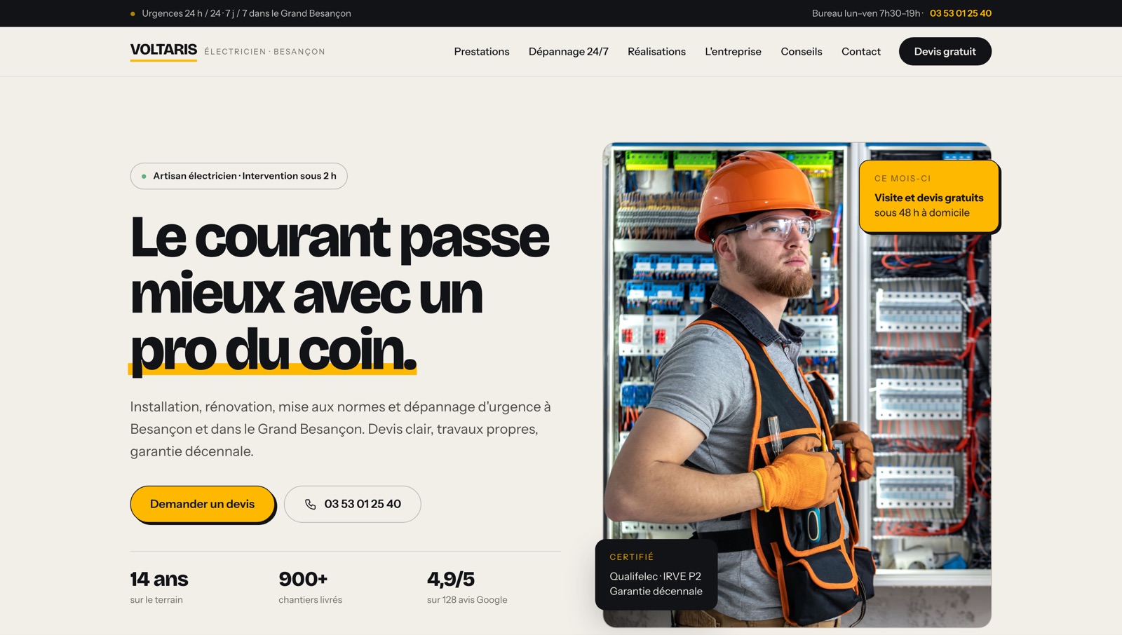 Voltaris, Électricien